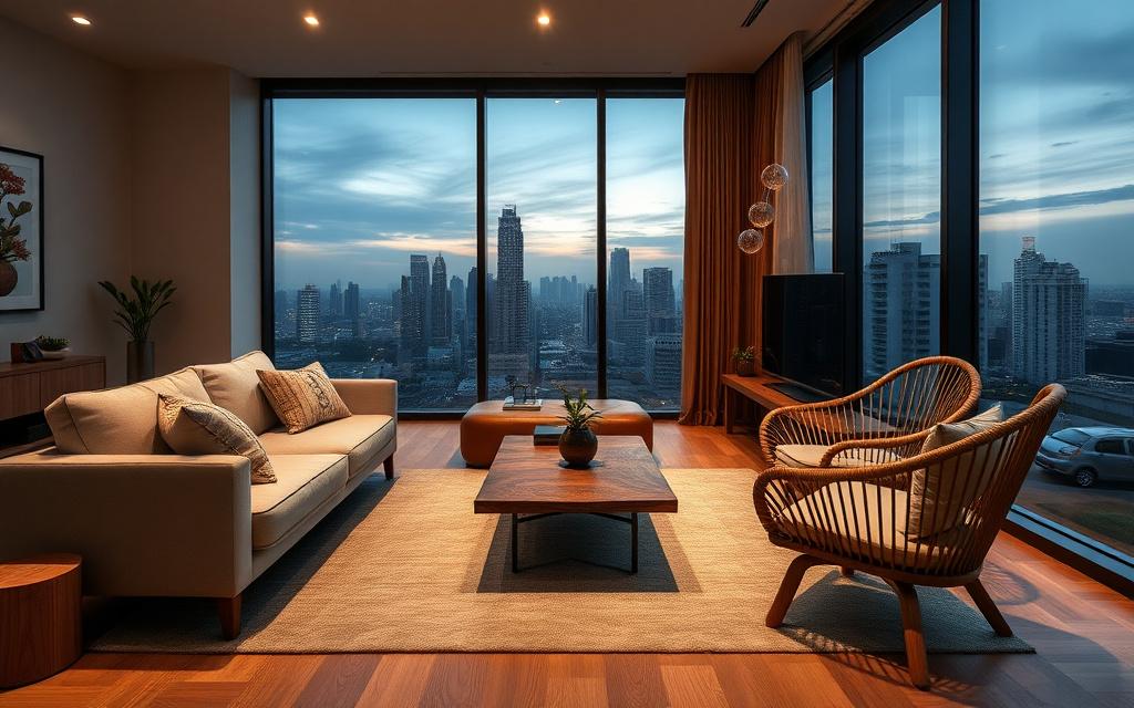 KL condominium living room with custom furniture